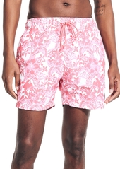 "Nautica Men's Quick-Dry Floral-Print 6"" Swim Trunks - Teaberry"