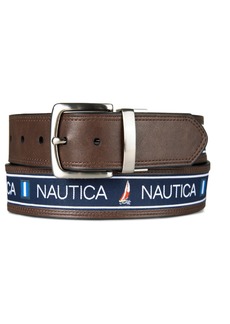 Nautica Men's Reversible Flag Belt - Navy