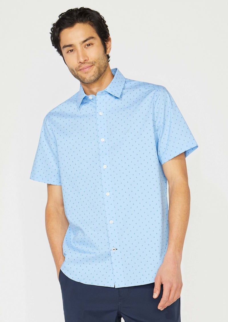 Nautica Mens Sailboat-Print Short Sleeve Shirt