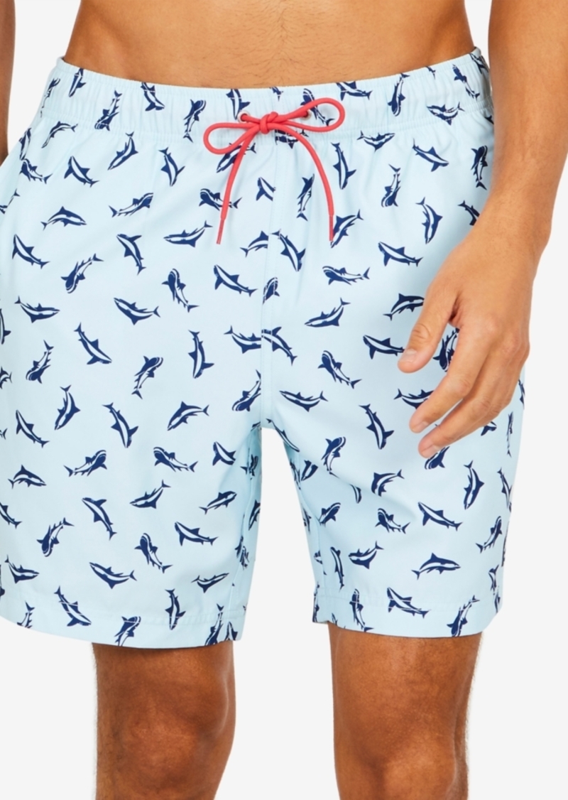 mens shark print swim trunks