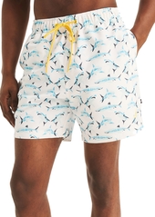 "Nautica Men's Shark Week Printed 6"" Swim Trunks - Bright White"