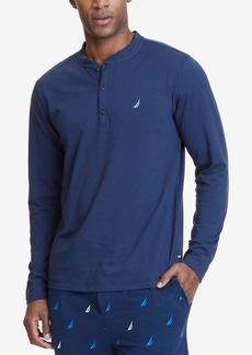 Nautica Men's Soft, Breathable Long Sleeve Henley Pajama Shirt - Maritime Navy