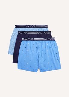 Nautica Mens Solid Knit Boxers, 3-Pack