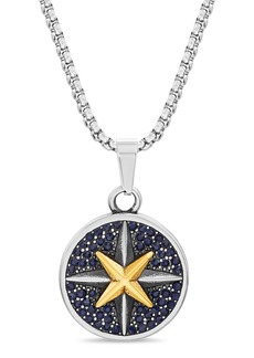 Nautica Men's Stainless Steel Pavé Compass Pendant Necklace in Multi/Stainless Steel at Nordstrom Rack