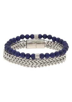 Nautica Men's Stone Beaded & Wheat Chain Bracelets in Silver/Blue at Nordstrom Rack