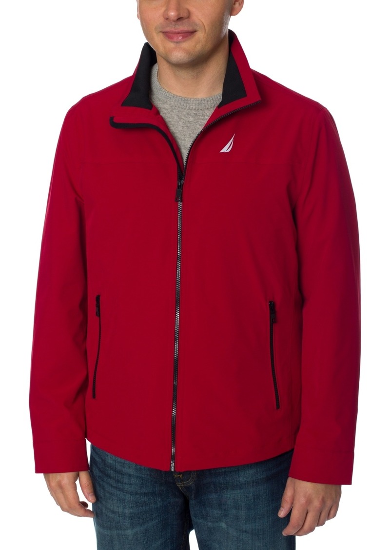 Nautica Men's Stretch Performance Windbreaker and Rain Jacket - Red