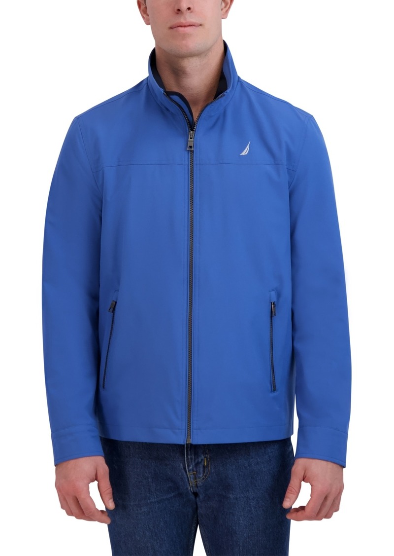 Nautica Men's Stretch Performance Windbreaker and Rain Jacket - Arctic Blue