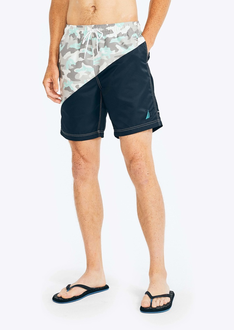 Nautica Mens Sustainably Crafted 8 Diagonal Stripe Quick-Dry Swim