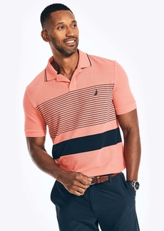 Nautica Mens Sustainably Crafted Classic Fit Chest-Stripe Polo