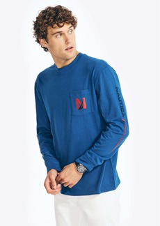 Nautica Mens Sustainably Crafted Graphic Long-Sleeve T-Shirt