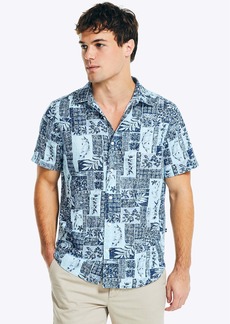 Nautica Mens Sustainably Crafted Printed Linen Short-Sleeve Shirt