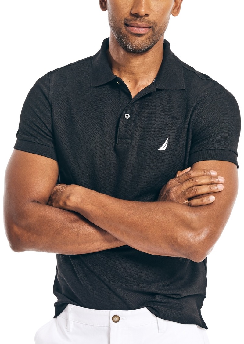 Nautica Men's Sustainably Crafted Slim-Fit Deck Polo Shirt - True Black