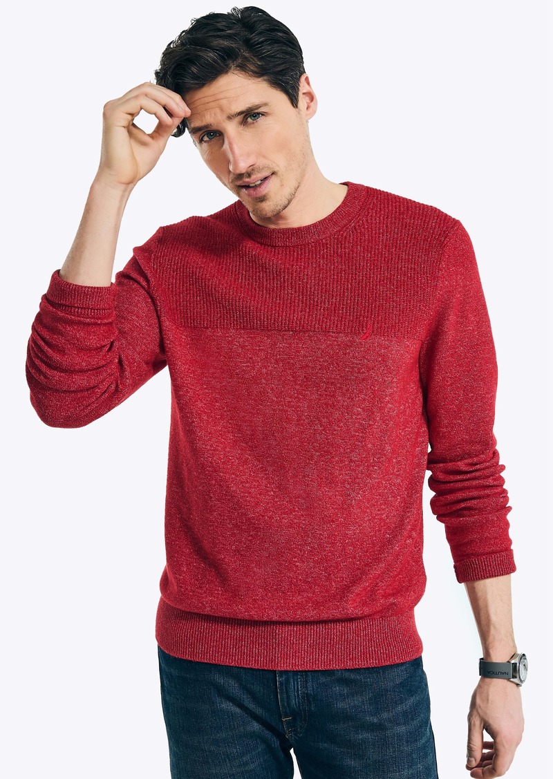 Nautica Mens Sustainably Crafted Textured Crewneck Sweater