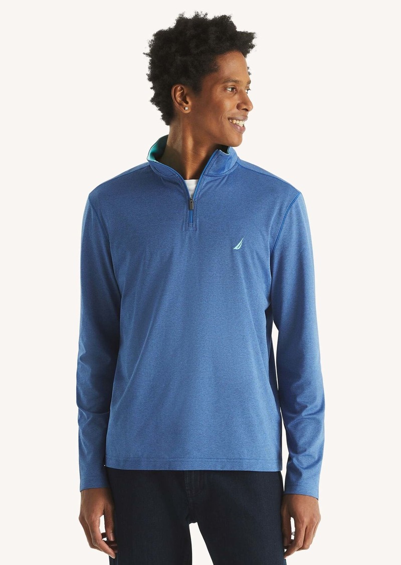 Nautica Mens Textured Interlock Quarter-Zip Sweatshirt