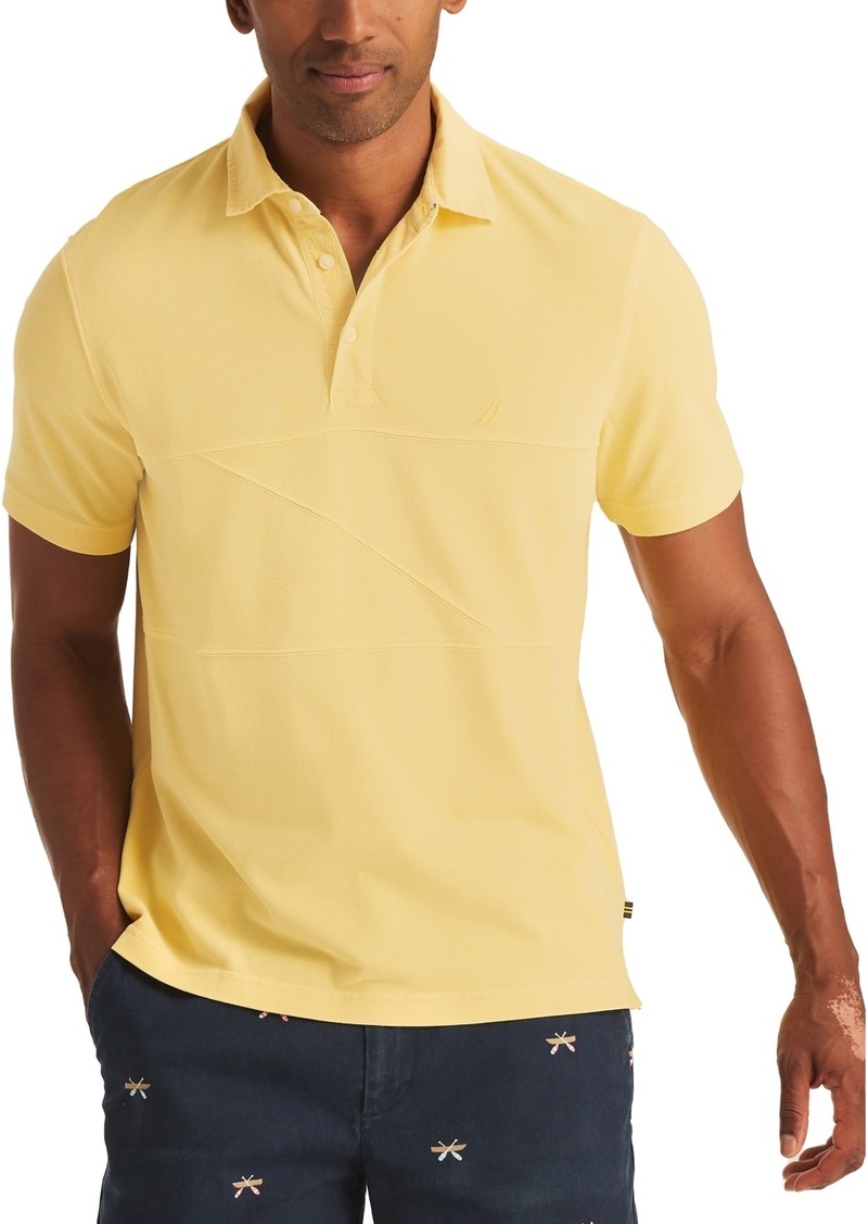 Nautica Men's Textured Pieced Pique Short Sleeve Polo Shirt - Mellow Yellow