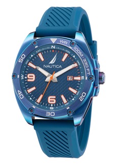 Nautica Mens Tin Can Bay Silicone 3-Hand Watch