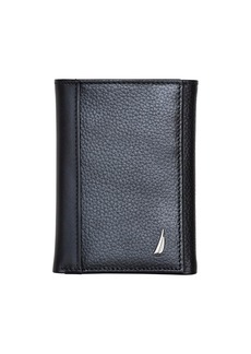 Nautica Men's Trifold Leather Wallet - Black