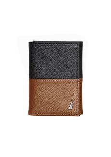 Nautica Men's Trifold Leather Wallet - Cognac