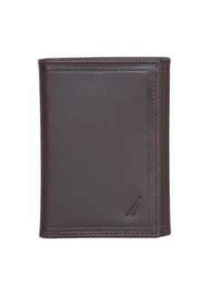 Nautica Men's Trifold Leather Wallet - Brown