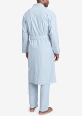 Nautica Men's Windowpane Plaid Cotton Robe - Light Blue