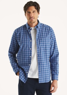 Nautica Mens Wrinkle-Resistant Plaid Wear To Work Shirt