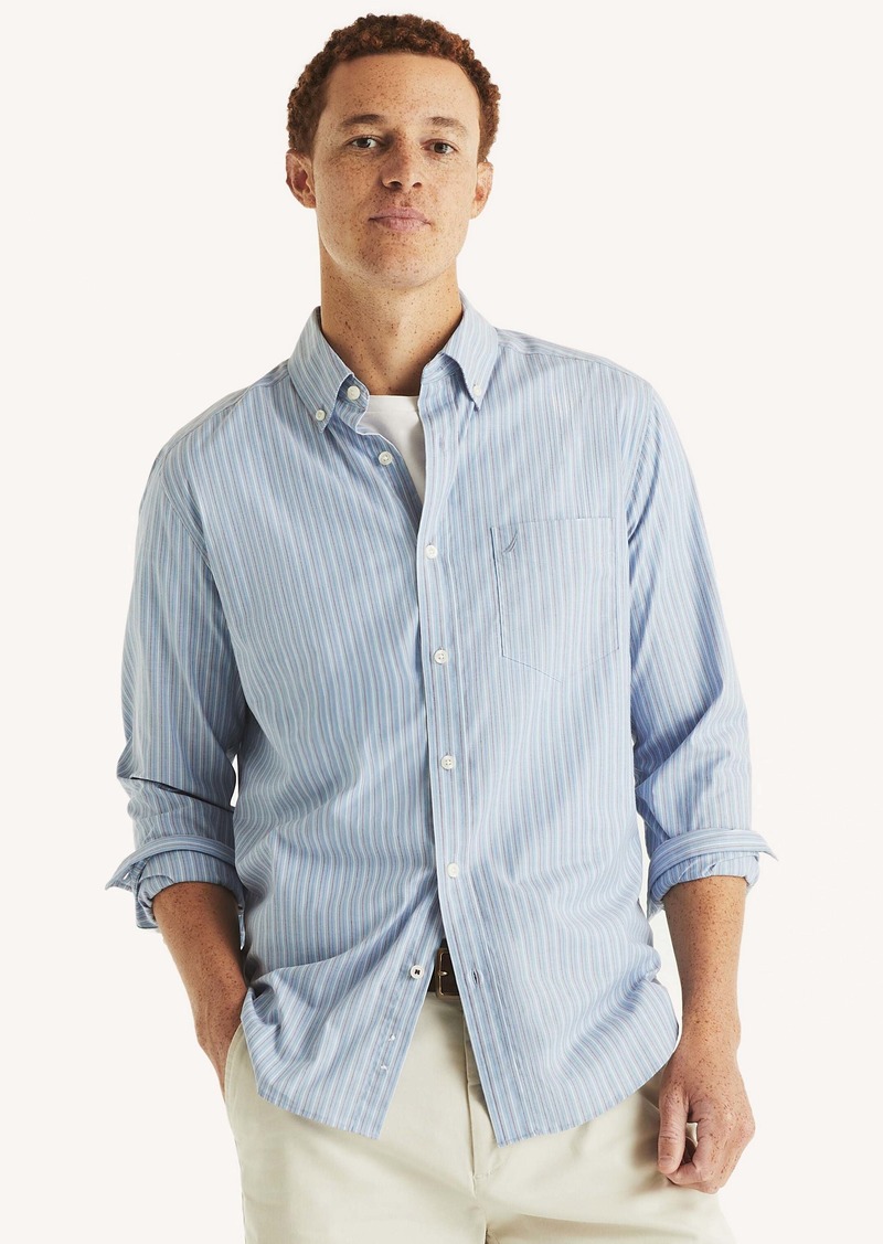 Nautica Mens Wrinkle-Resistant Plaid Wear To Work Shirt