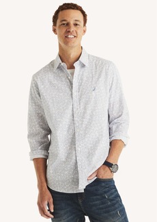 Nautica Mens Wrinkle-Resistant Printed Wear To Work Shirt