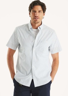 Nautica Mens Wrinkle-Resistant Striped Wear To Work Short-Sleeve Shirt