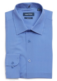 Nautica Slim Fit Blue Micro Windowpane Plaid Dress Shirt at Nordstrom Rack
