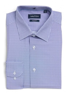 Nautica Slim Fit Micro Check Print in Blue/white at Nordstrom Rack