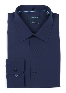 Nautica Slim Fit Solid Stretch Button-Up Shirt in New Navy at Nordstrom Rack