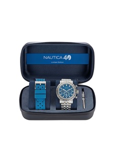 Nautica Spettacolare 40Th Anniversary Stainless Steel And Silicone Watch Box Set