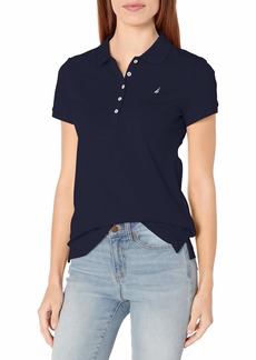 Nautica Women's 5-Button Short Sleeve Breathable 100% Cotton Polo Shirt