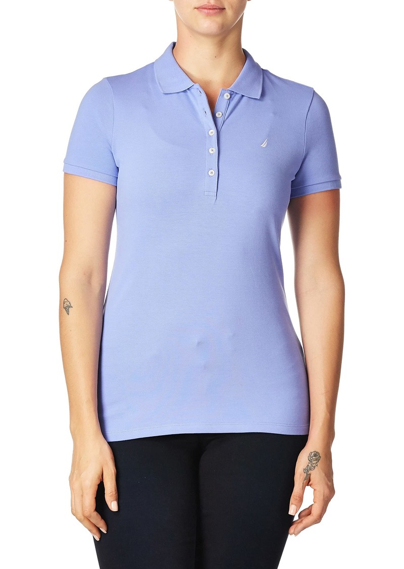 Nautica Women's 5-Button Short Sleeve Breathable 100% Cotton Polo Shirt