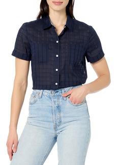 Nautica Women's Button Front Short Sleeve Camp Shirt