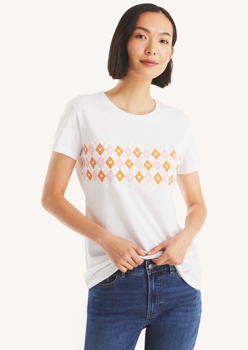 Nautica Womens Checkered Graphic T-Shirt