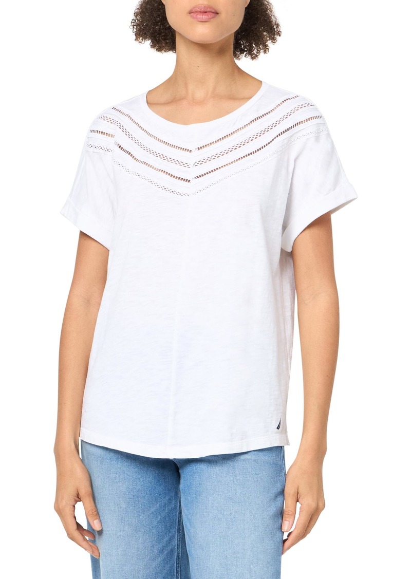 Nautica Women's Chevron Knit Top Short Sleeve Shirt