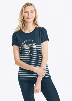 Nautica Womens Circle Foil Logo Graphic T-Shirt