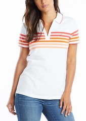 Nautica womens Classic Fit Striped V-neck Collar Stretch Cotton Polo Shirt   US