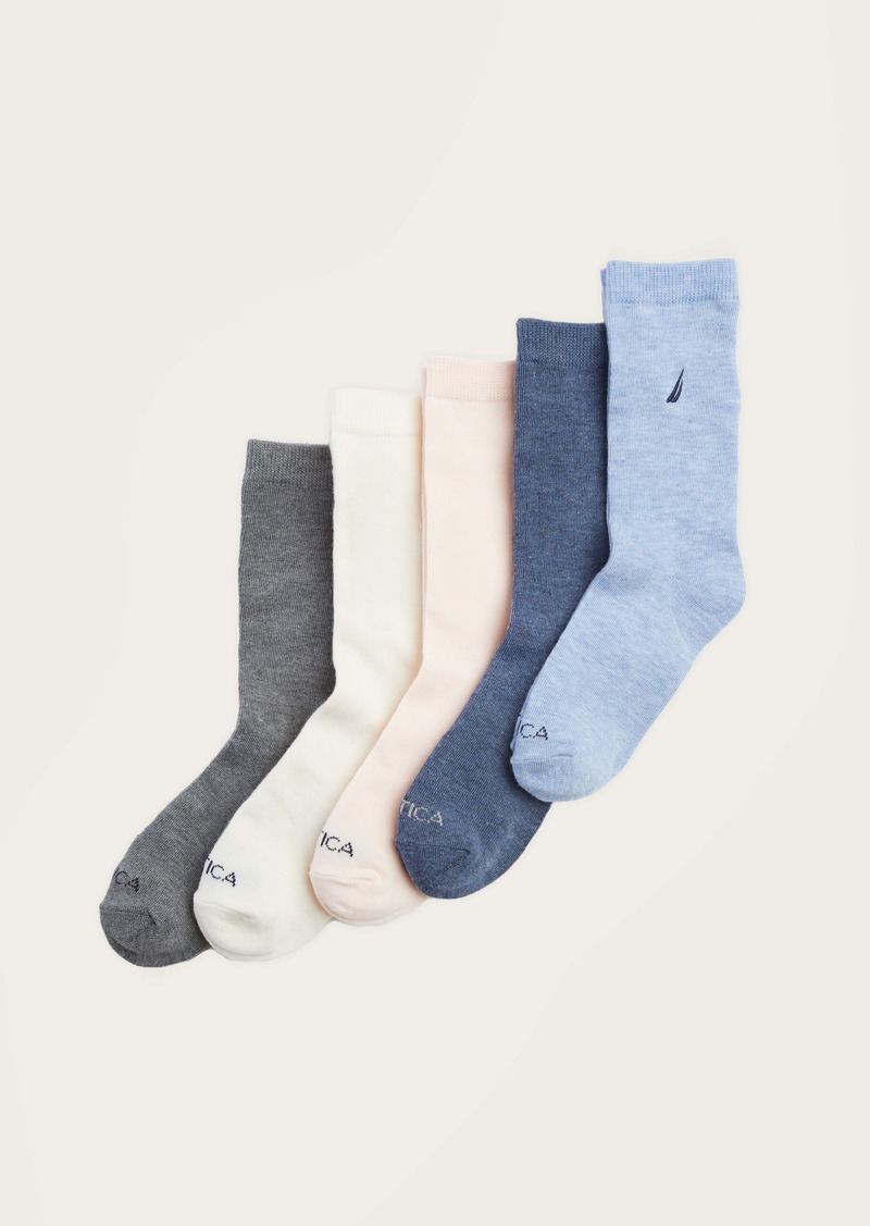 Nautica Womens Crew Dress Socks, 5-Pack