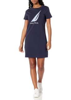 Nautica Women's Crewneck T-Shirt Logo Dress