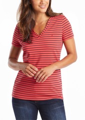 Nautica womens Easy Comfort V-neck Striped Supersoft Stretch Cotton T-shirt T Shirt   US