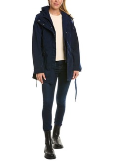Nautica Women's Hooded Raincoat with Belt Jacket