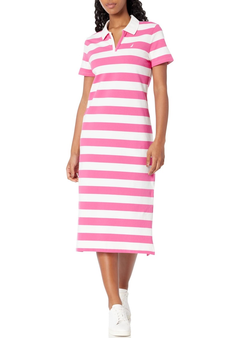 Nautica Women's Johnny Collar Short Sleeve Stripe Dress