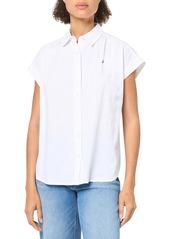 Nautica Women's Linen Blend Short Sleeve Button Through Shirt