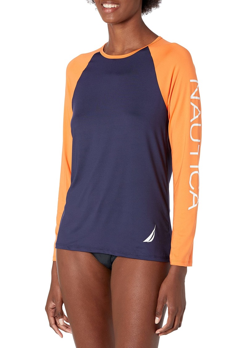 Nautica Women's Standard Long Sleeve Rashguard UPF Sun Protection Swim Shirt