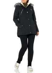 Nautica Women's Microfiber Parka Anorak Jacket with Faux Fur Hooded Trim