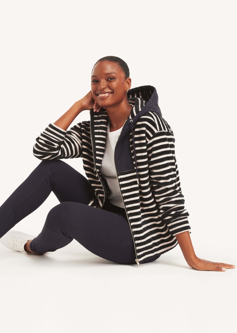 Nautica Womens Quarter-Zip Striped Hoodie