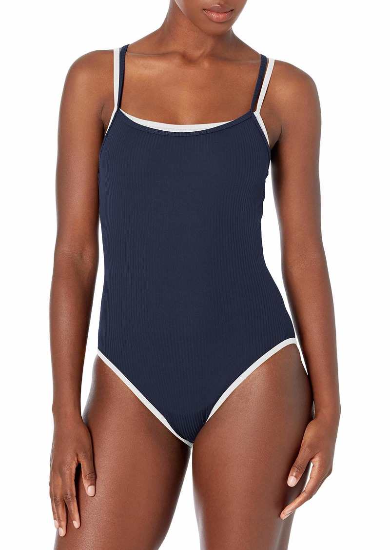 Nautica Nautica Womens Ribbed Double Layer Classic One Piece Swimsuit Swimwear