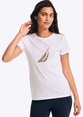 Nautica Womens Sequin Logo Graphic T-Shirt